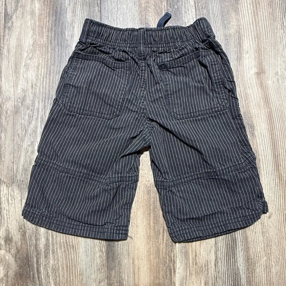 Gymboree Boys Navy Blue Pinstripe Cargo Shorts Size 5 Cotton Elastic Waist